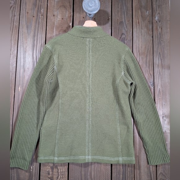 Neve Women's Green Wool Zip-Up Sweater L - Picture 2 of 10